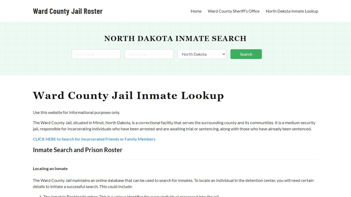 Ward County Jail Roster Lookup, ND, Inmate Search